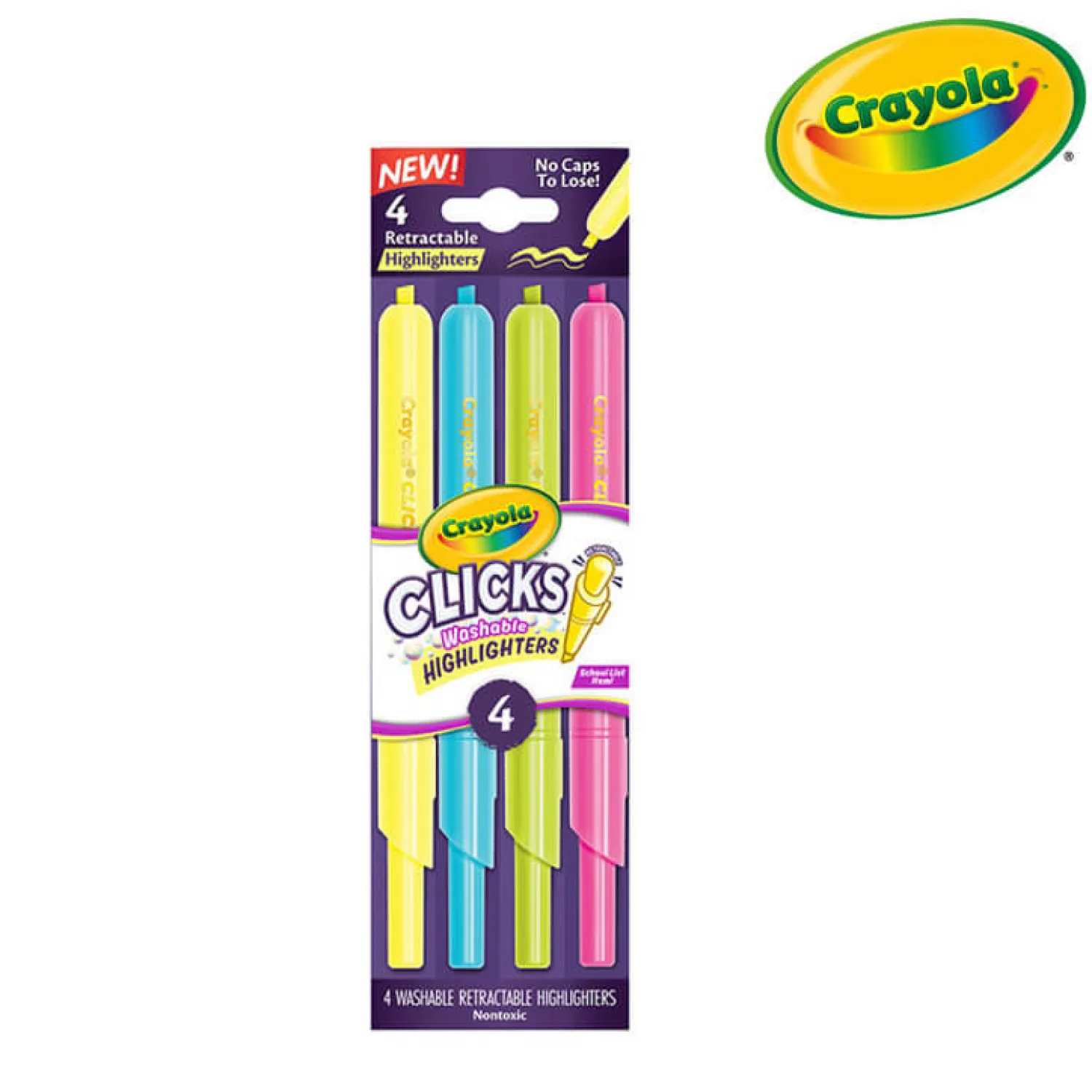 8 Lat+|Artykuły Plastyczne | Crayola Flamastry zakreślacze automatyczne zmywalne Clicks 4szt. 8+