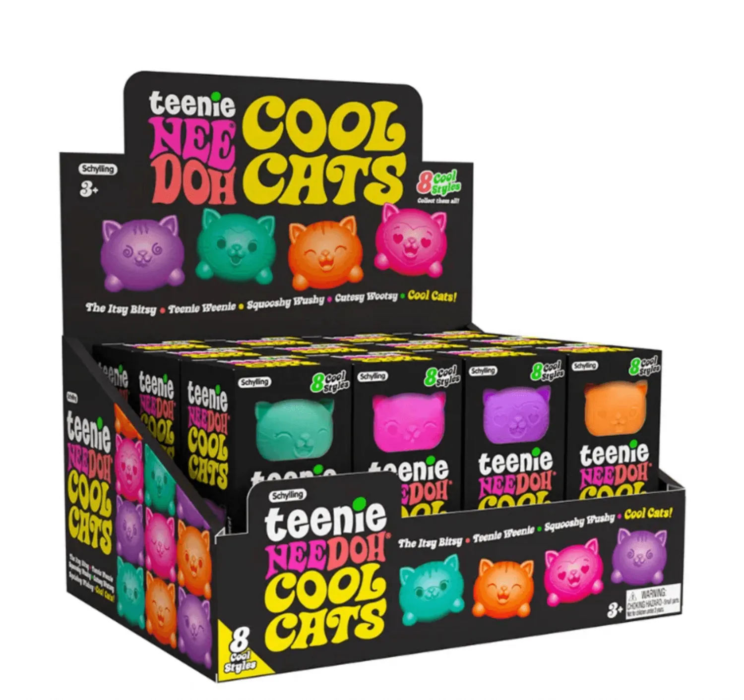 Idealne W Podróży|8 Lat+ | Schylling Gniotek sensoryczny Teenie Needoh Cool Cats 3szt. mix kolorów