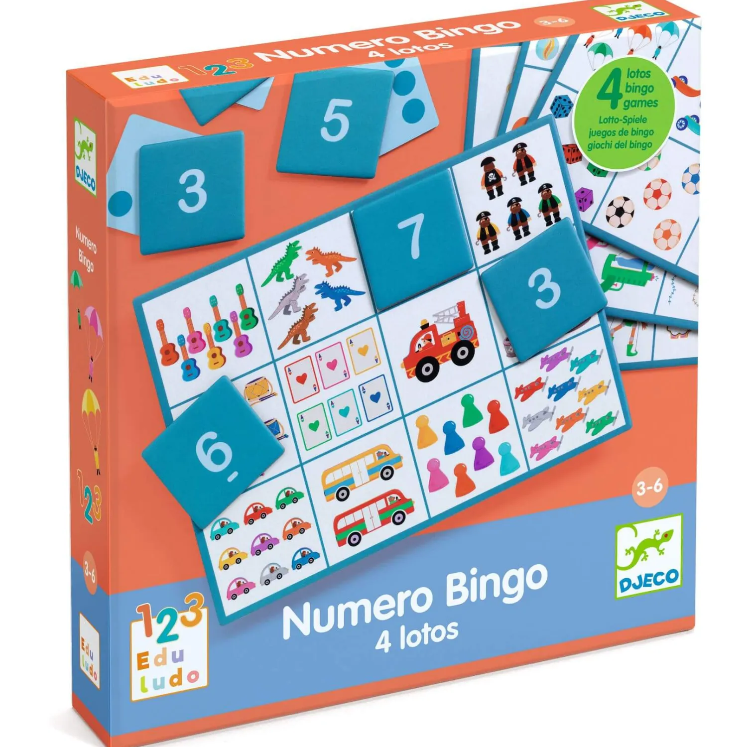 Gry Planszowe|3 Lata + | Djeco Gra edukacyjna BINGO 4w1