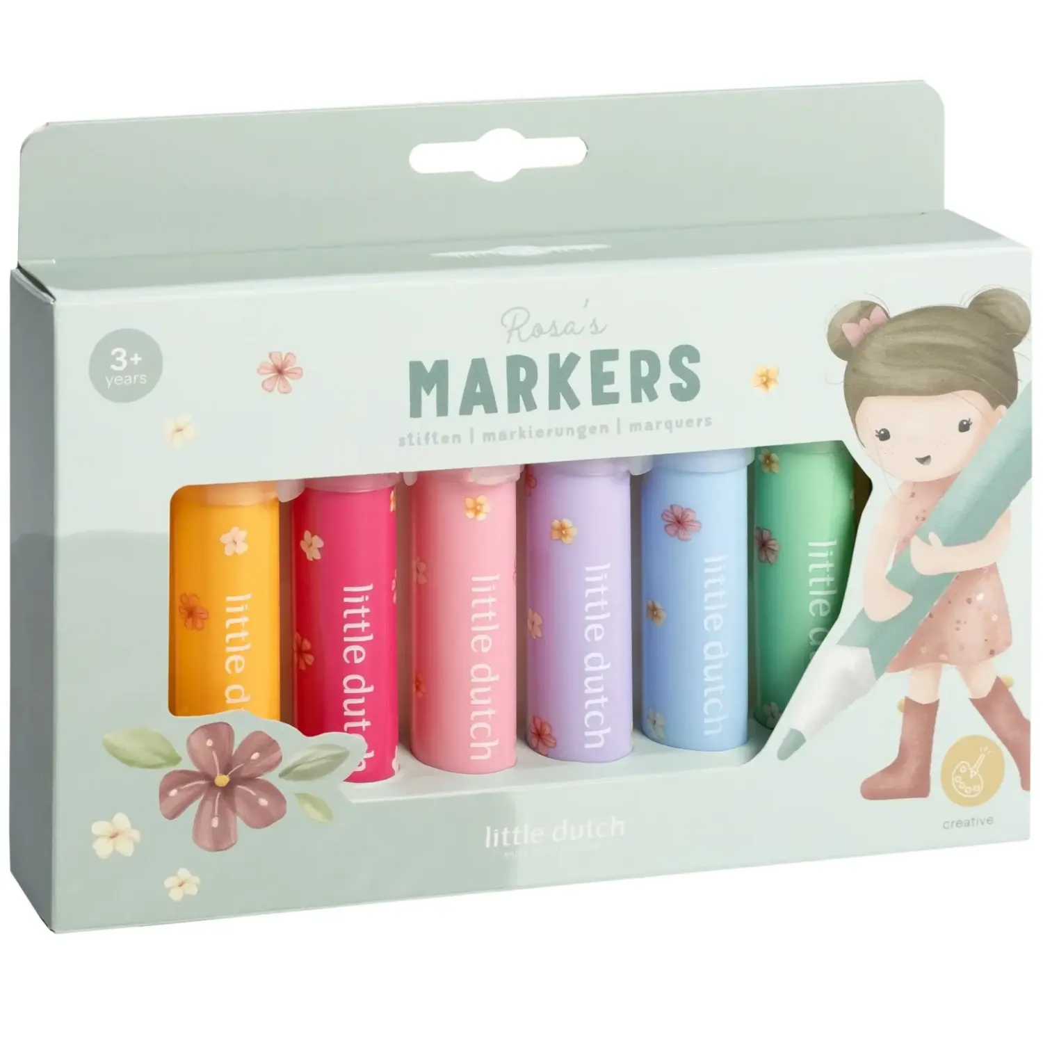2 Lata +|Artykuły Plastyczne | Little Dutch Grube markery Rosa & Friends