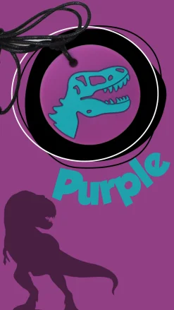 6 Lat+|3 Lata + | Jellystone Gryzak terapeutyczny, antystresowy naszyjnik MEDIUM - Dinozaur fioletowy