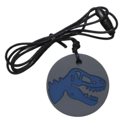 6 Lat+|3 Lata + | Jellystone Gryzak terapeutyczny, antystresowy naszyjnik MEDIUM - Dinozaur szary