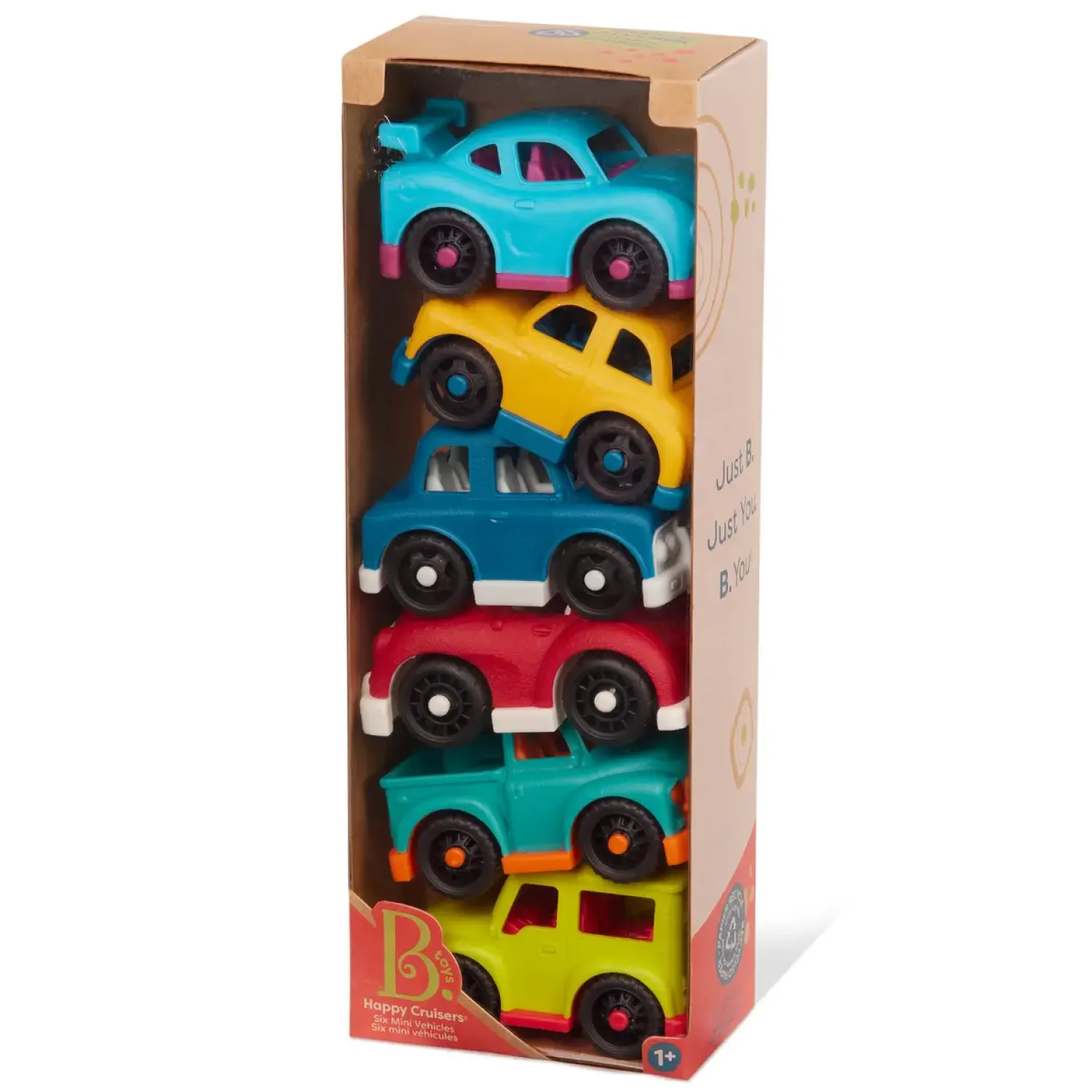12M+|3 Lata + | B.Toys Happy Cruisers – zestaw 6 małych autek