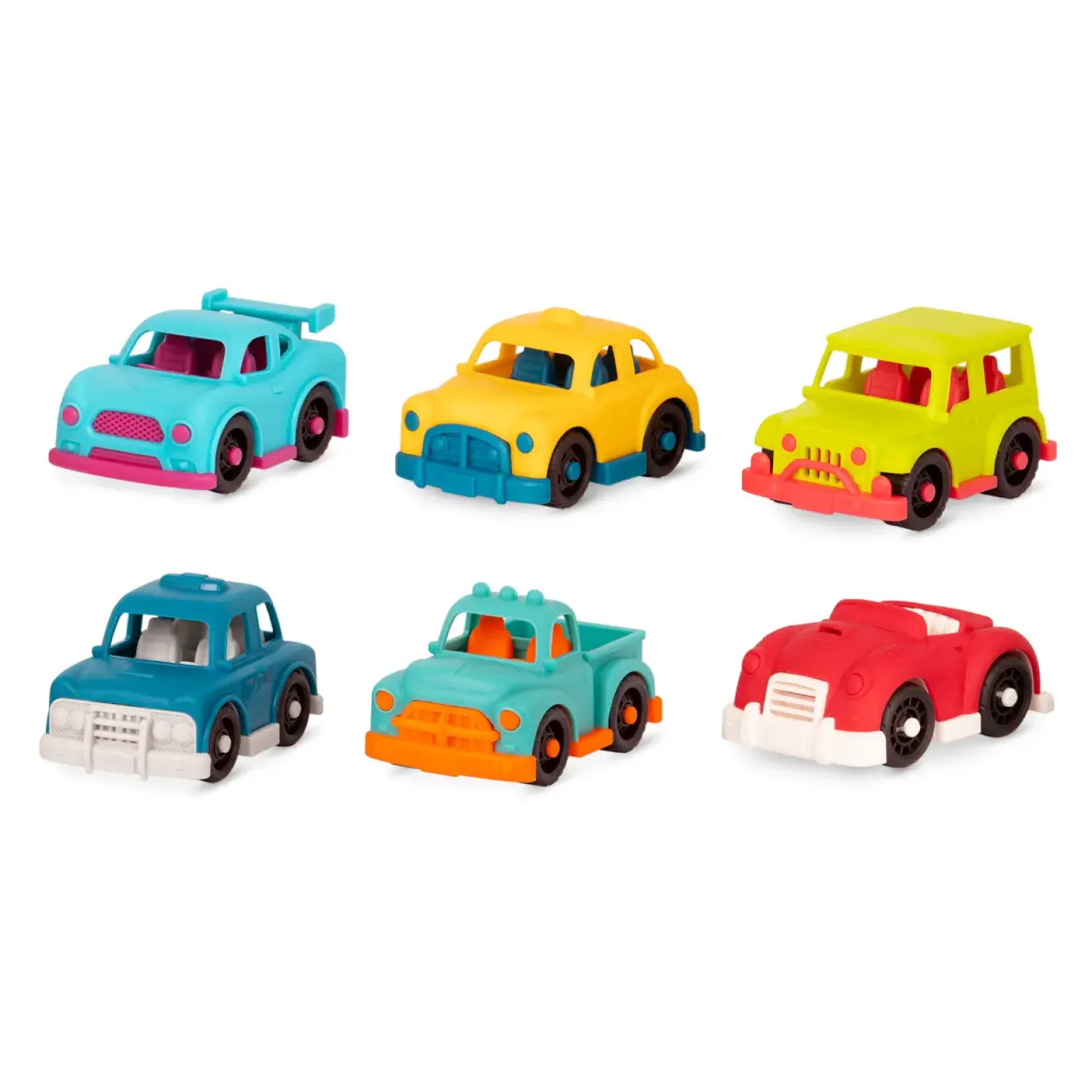 12M+|3 Lata + | B.Toys Happy Cruisers – zestaw 6 małych autek
