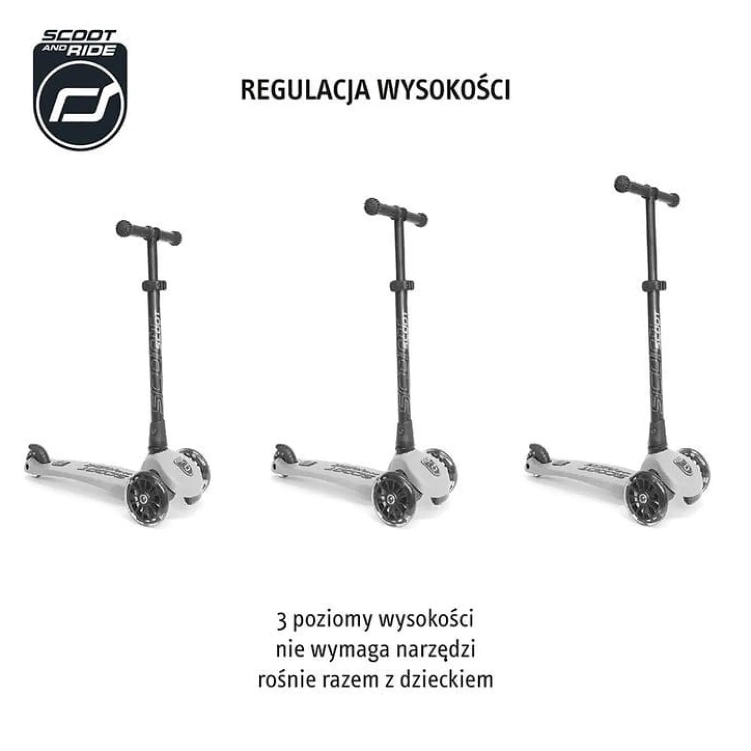 6 Lat+|3 Lata + | Scootandride Highwaykick 3 LED Hulajnoga składana ze świecącymi kółkami 3+ Kiwi