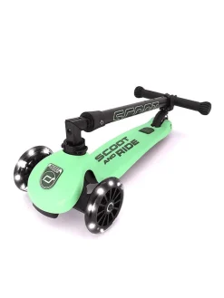 6 Lat+|3 Lata + | Scootandride Highwaykick 3 LED Hulajnoga składana ze świecącymi kółkami 3+ Kiwi