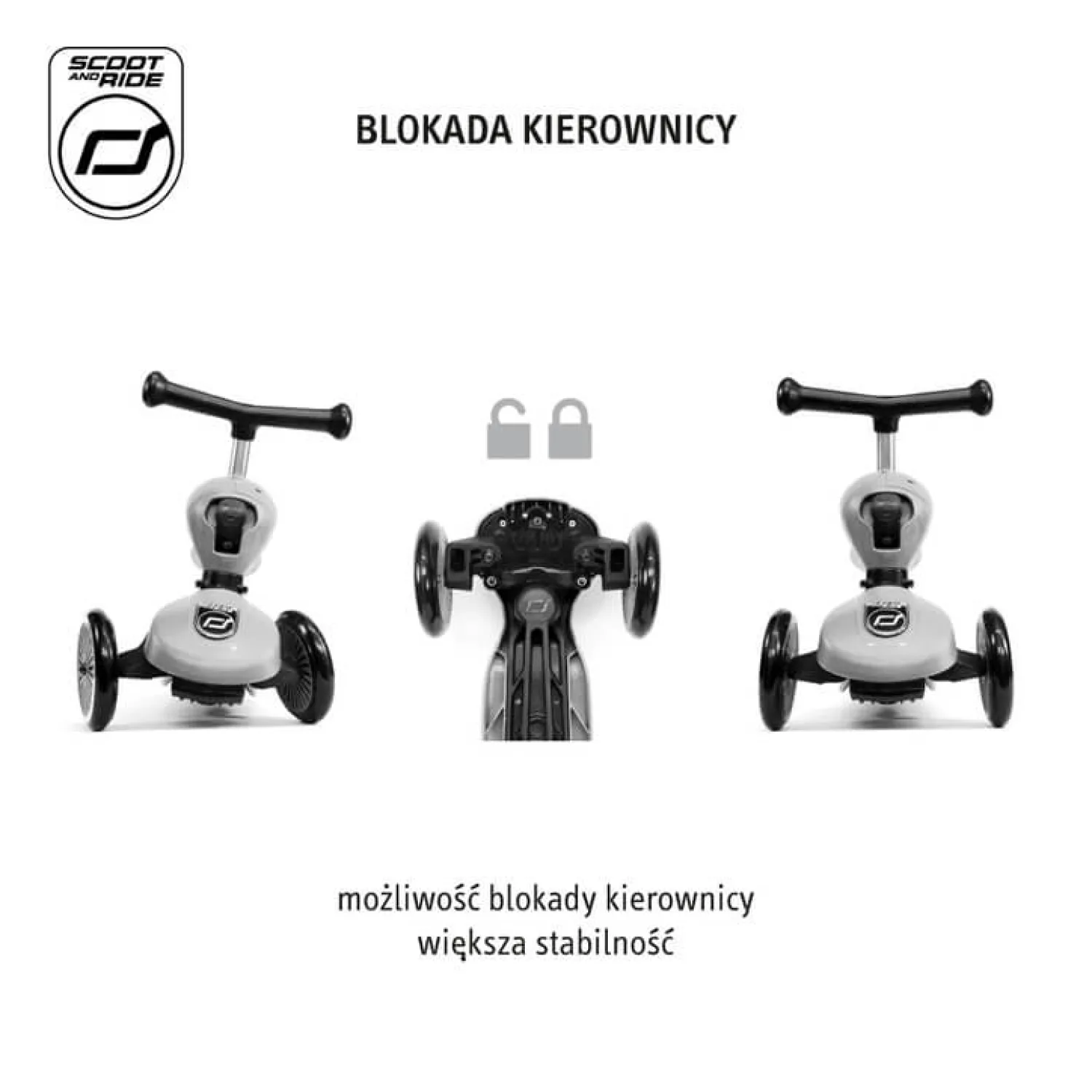 Motoryka Duża|Jeździki | Scootandride Highwaykick1 Push and Go 2w1 Jeździk i hulajnoga z rączką do prowadzenia 1-5 lat Steel