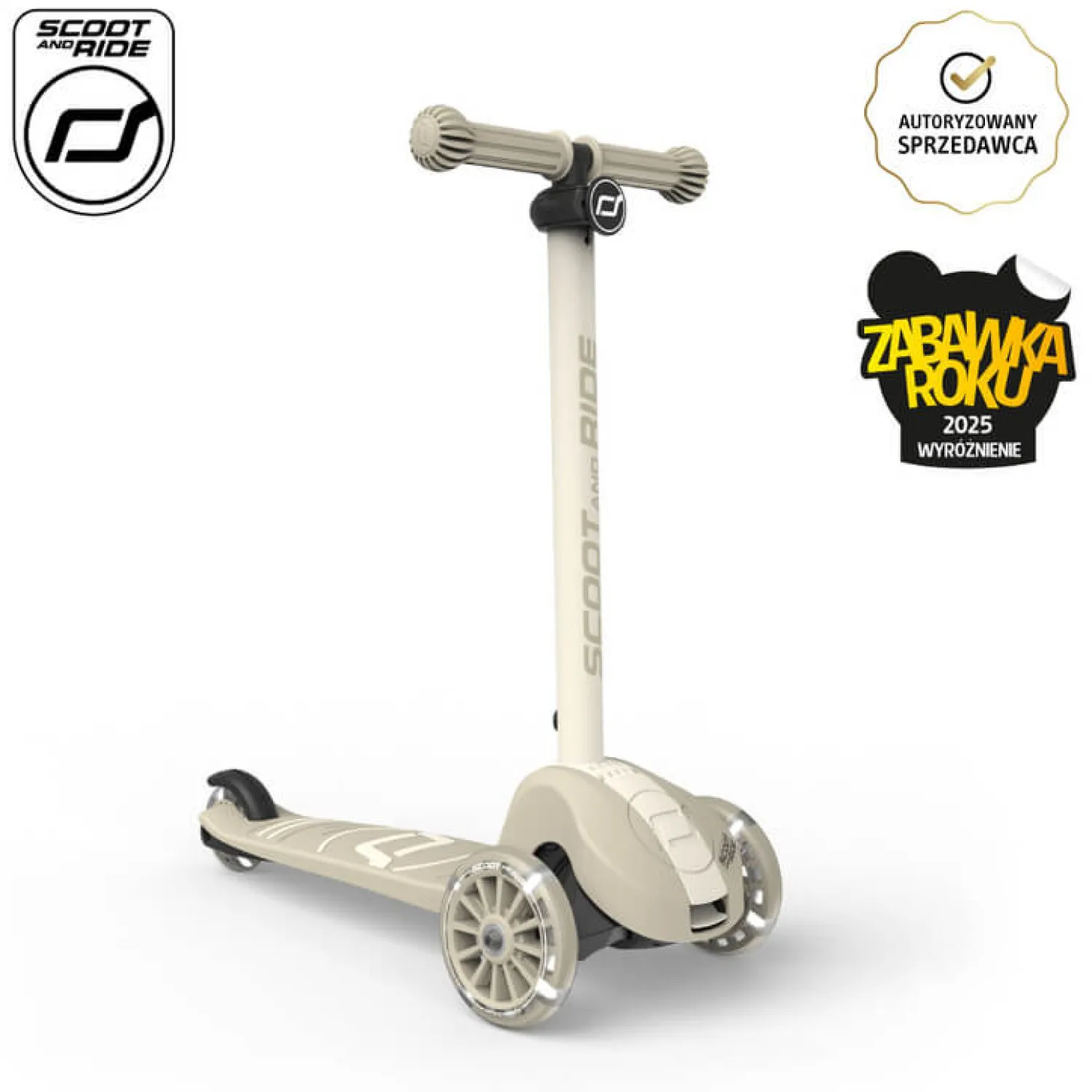 6 Lat+|3 Lata + | Scootandride Highwaykick 3S Hulajnoga z systemem sterowania 2w1 i kółkami LED składana 3+ Ash