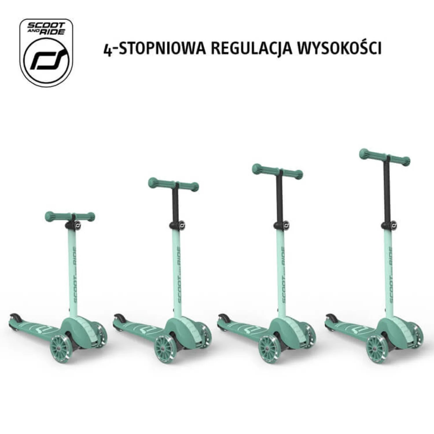 6 Lat+|3 Lata + | Scootandride Highwaykick 3S Hulajnoga z systemem sterowania 2w1 i kółkami LED składana 3+ Forest