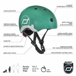 Kaski Dla Dzieci|Przydatne Akcesoria | Scootandride II GATUNEK: Kask z odblaskami XXS-S dla dzieci 1rż+ Forest Owl