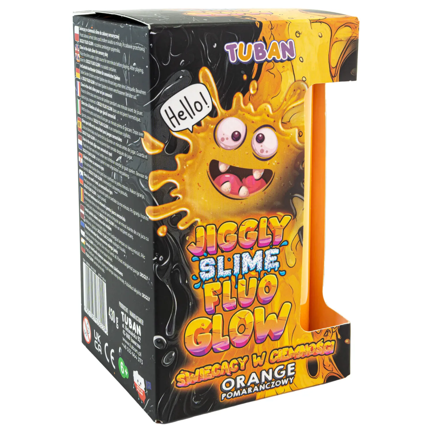 8 Lat+|6 Lat+ | Tuban Jiggly Slime Fluo Glow - pomarańczowy, 430g