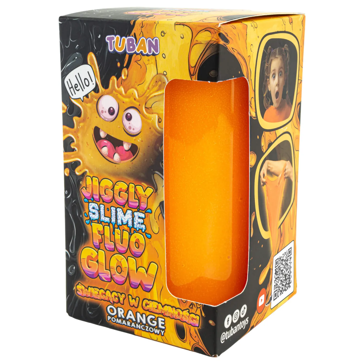 8 Lat+|6 Lat+ | Tuban Jiggly Slime Fluo Glow - pomarańczowy, 430g