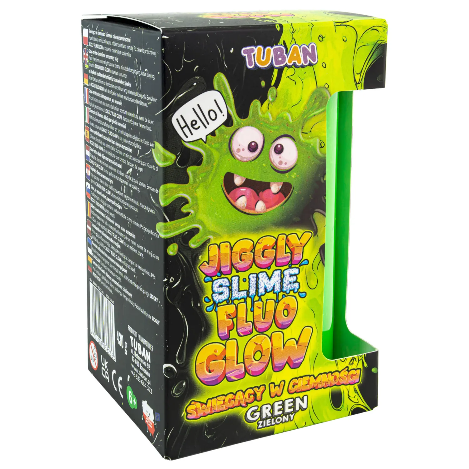 8 Lat+|6 Lat+ | Tuban Jiggly Slime Fluo Glow - zielony, 430g