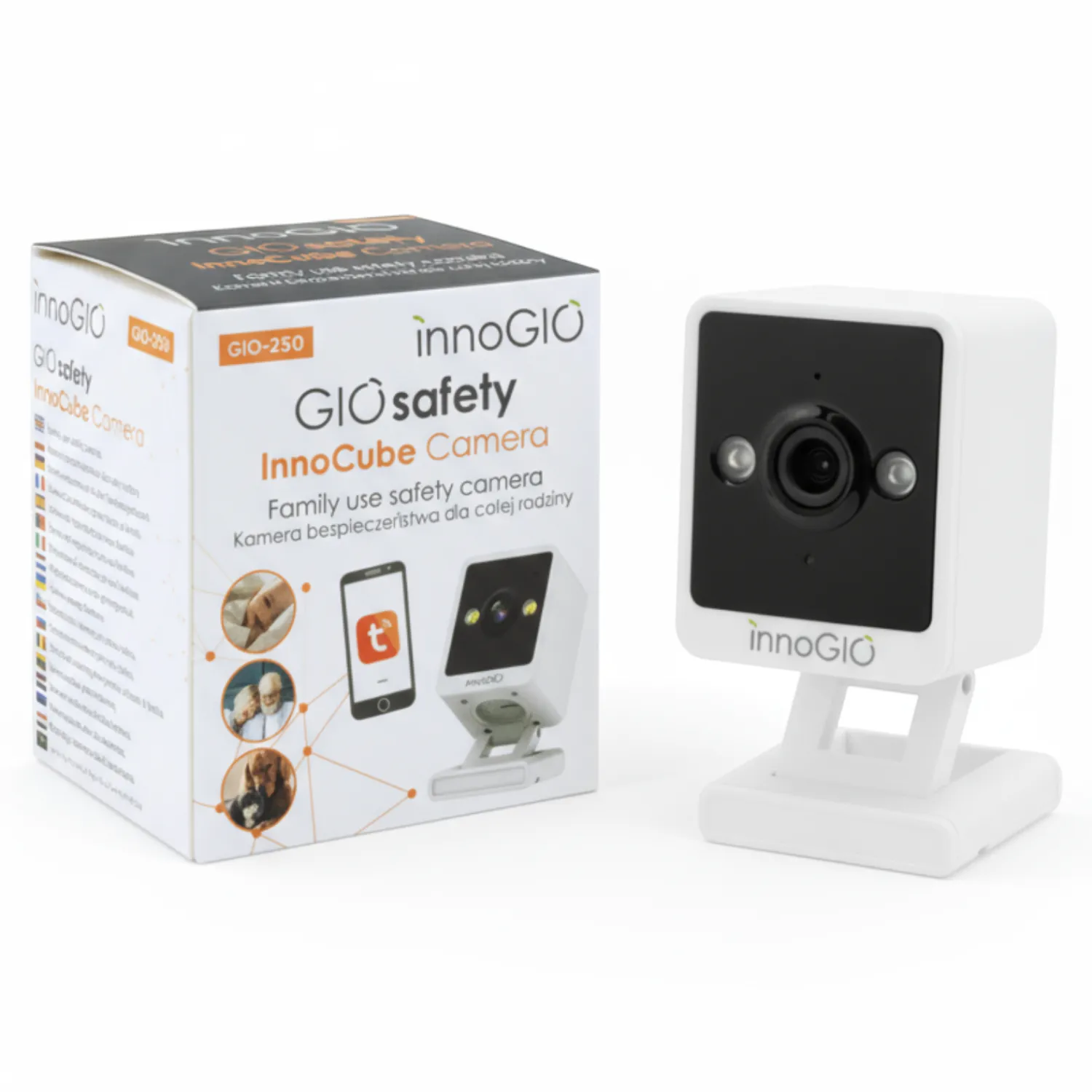 Bezpieczeństwo W Domu|Ułatwiacze Życia | InnoGIO Kamera Wi-Fi Elektroniczna niania GIOsafety InnoCube – kamera monitorująca do użytku rodzinnego