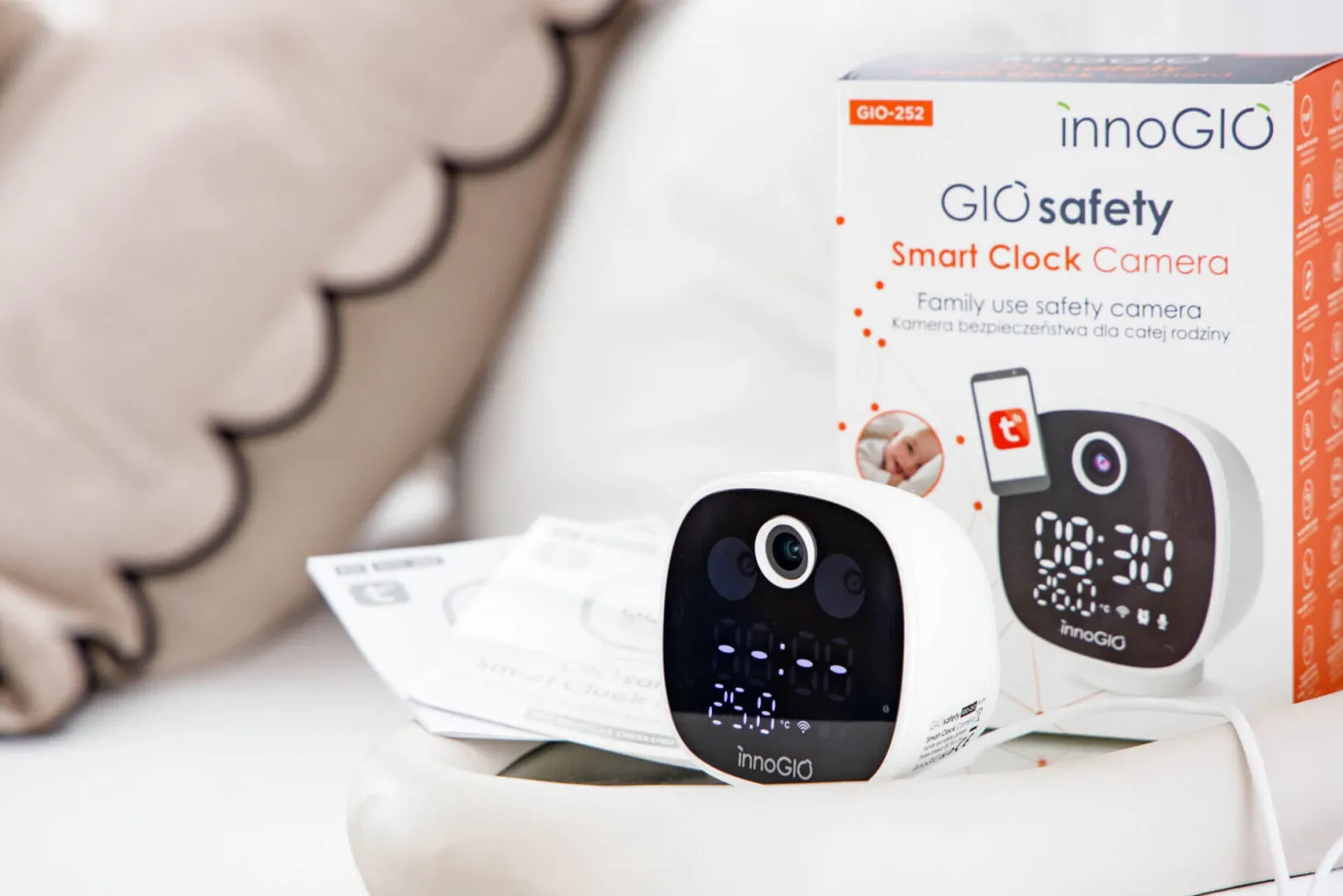 Kamera Wi-Fi Elektroniczna niania GIOsafety Smart Clock – kamera monitorująca do użytku rodzinnego