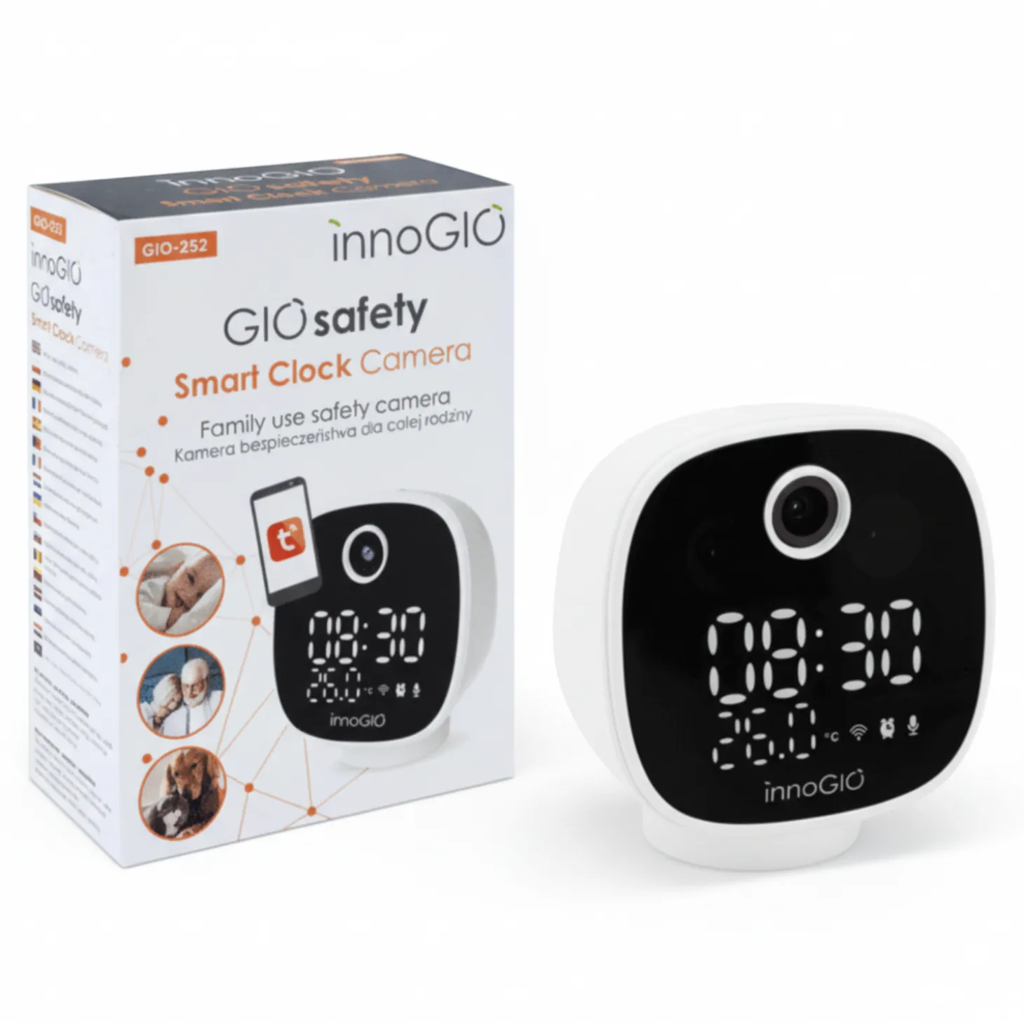 Kamera Wi-Fi Elektroniczna niania GIOsafety Smart Clock – kamera monitorująca do użytku rodzinnego