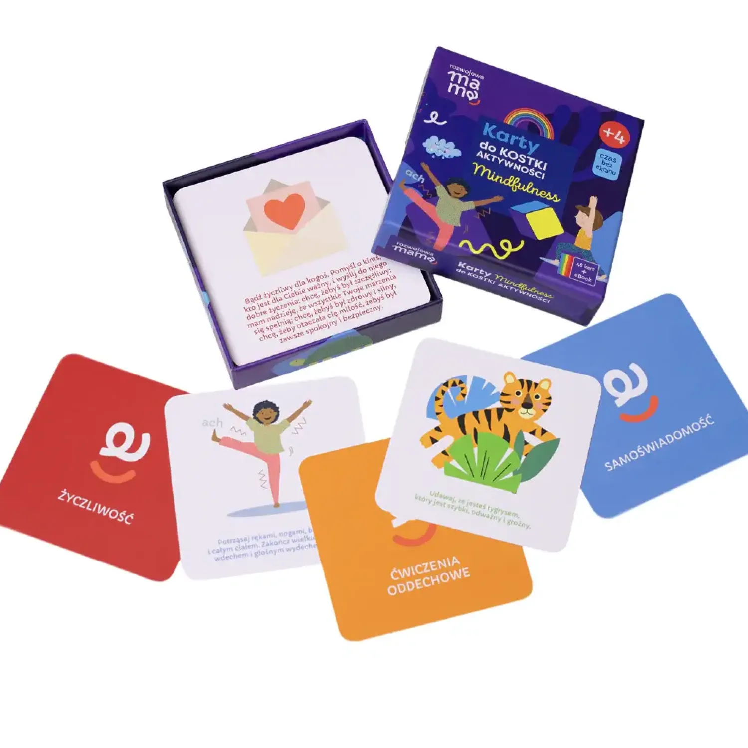 6 Lat+|Aktywizujące | rozwojowa mama Karty do kostki aktywności - mindfulness + mini e-book 4+