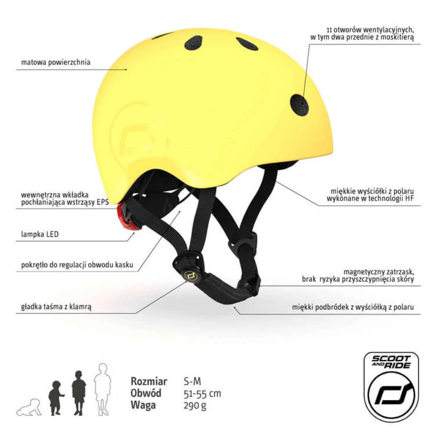 Kaski Dla Dzieci|Przydatne Akcesoria | Scootandride Kask S-M dla dzieci 3+ Lemon kolekcja Icecream