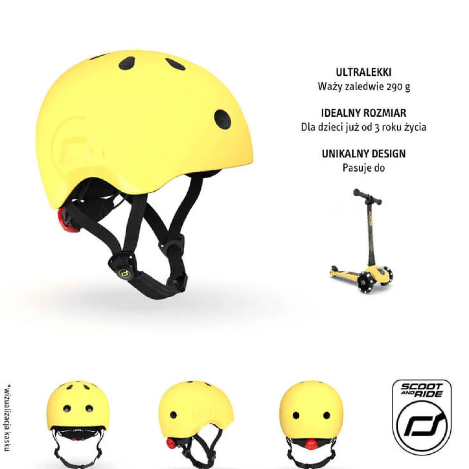 Kaski Dla Dzieci|Przydatne Akcesoria | Scootandride Kask S-M dla dzieci 3+ Lemon kolekcja Icecream