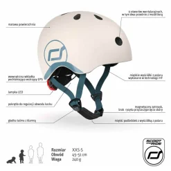Kaski Dla Dzieci|Przydatne Akcesoria | Scootandride Kask XXS-S dla dzieci 1rż+ Ash