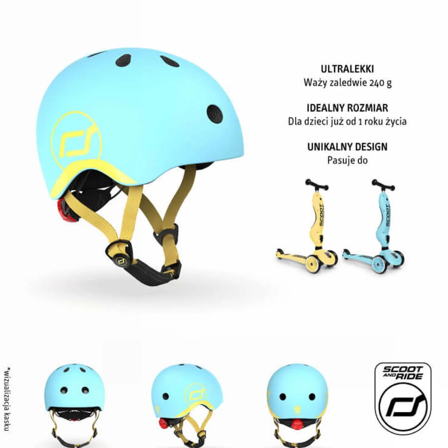 Kaski Dla Dzieci|Przydatne Akcesoria | Scootandride Kask XXS-S dla dzieci 1rż+ Blueberry