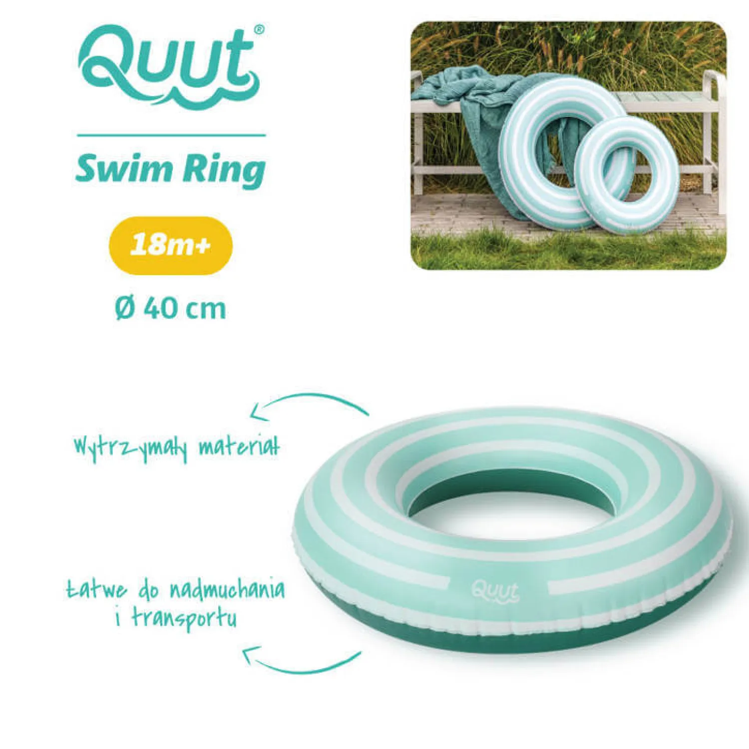 Akcesoria Do Pływania | QUUT Kółko do pływania małe Ø 40 cm Garden Green