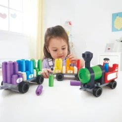 2 Lata +|Edukacyjne | PolyM Klocki konstrukcyjne Tęczowy pociąg do liczenia 63 el., 2+