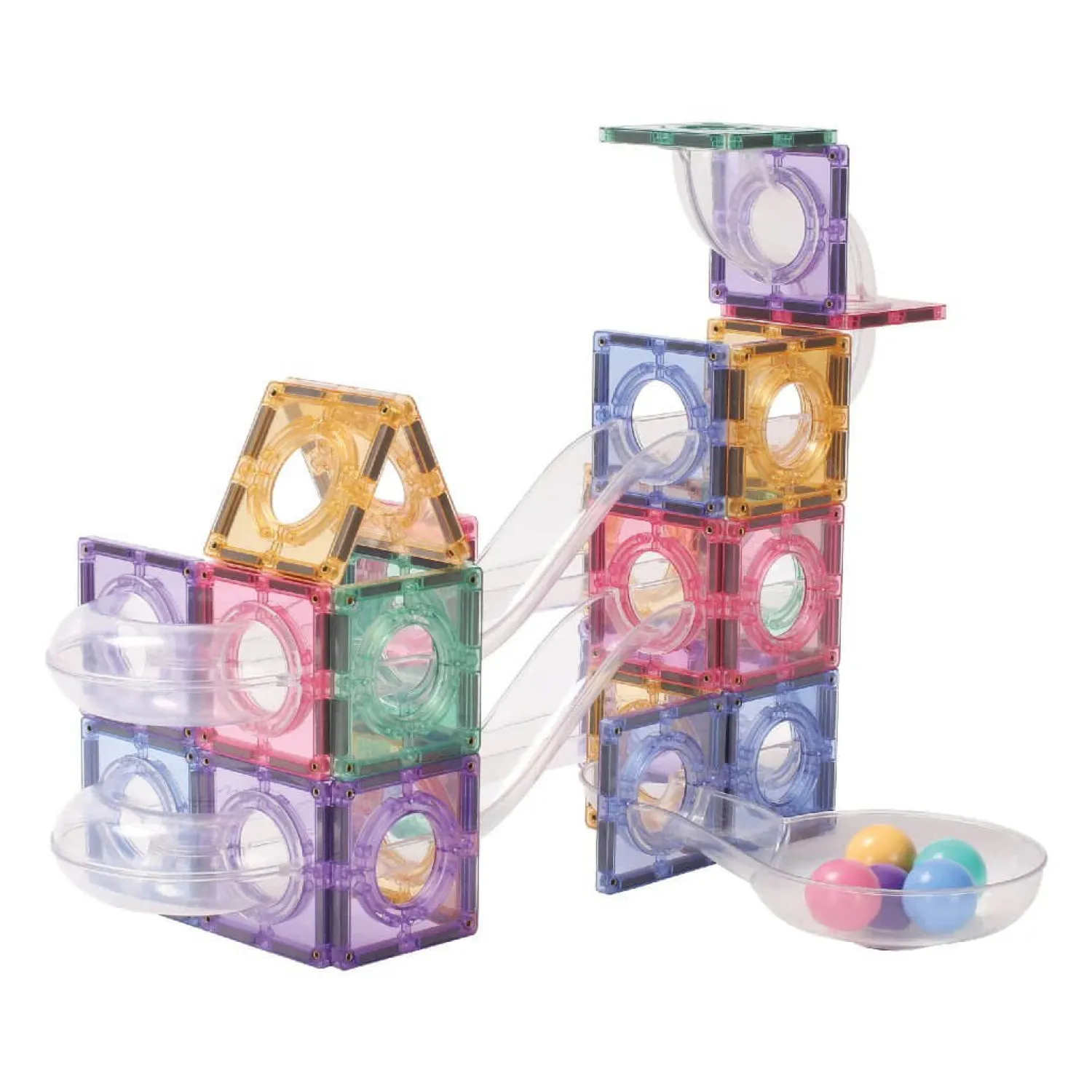 6 Lat+|7 Lat+ | Cleverclixx Klocki magnetyczne Ball Run Creative Pack Pastel - 70 el.