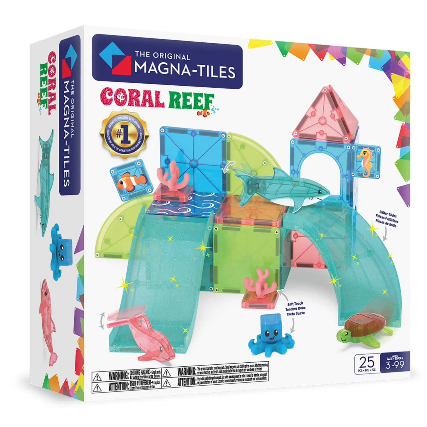 6 Lat+|3 Lata + | Magna-Tiles Klocki Magnetyczne Coral Reef, 25 el.
