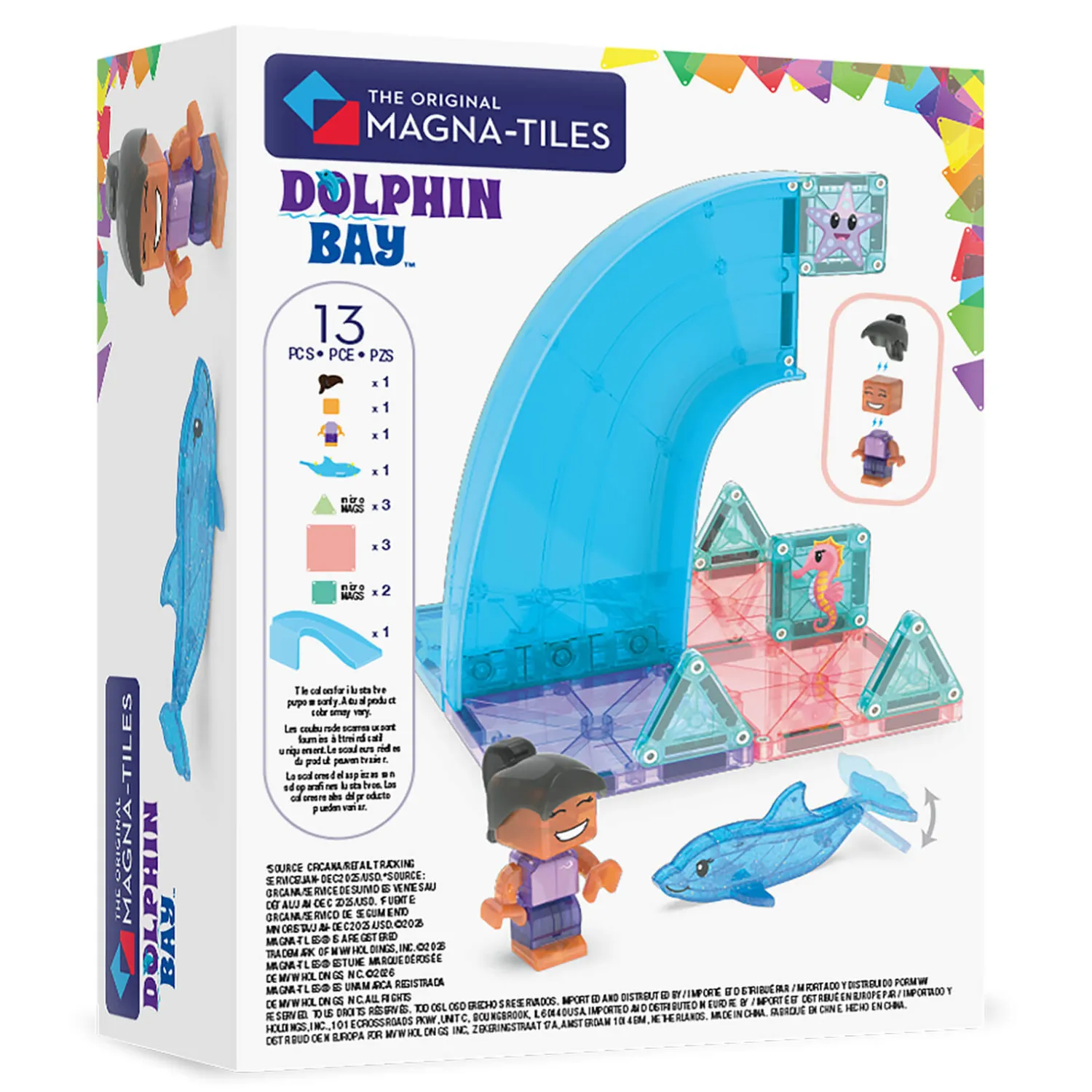 6 Lat+|3 Lata + | Magna-Tiles Klocki Magnetyczne Dolphin Bay, 13 el.