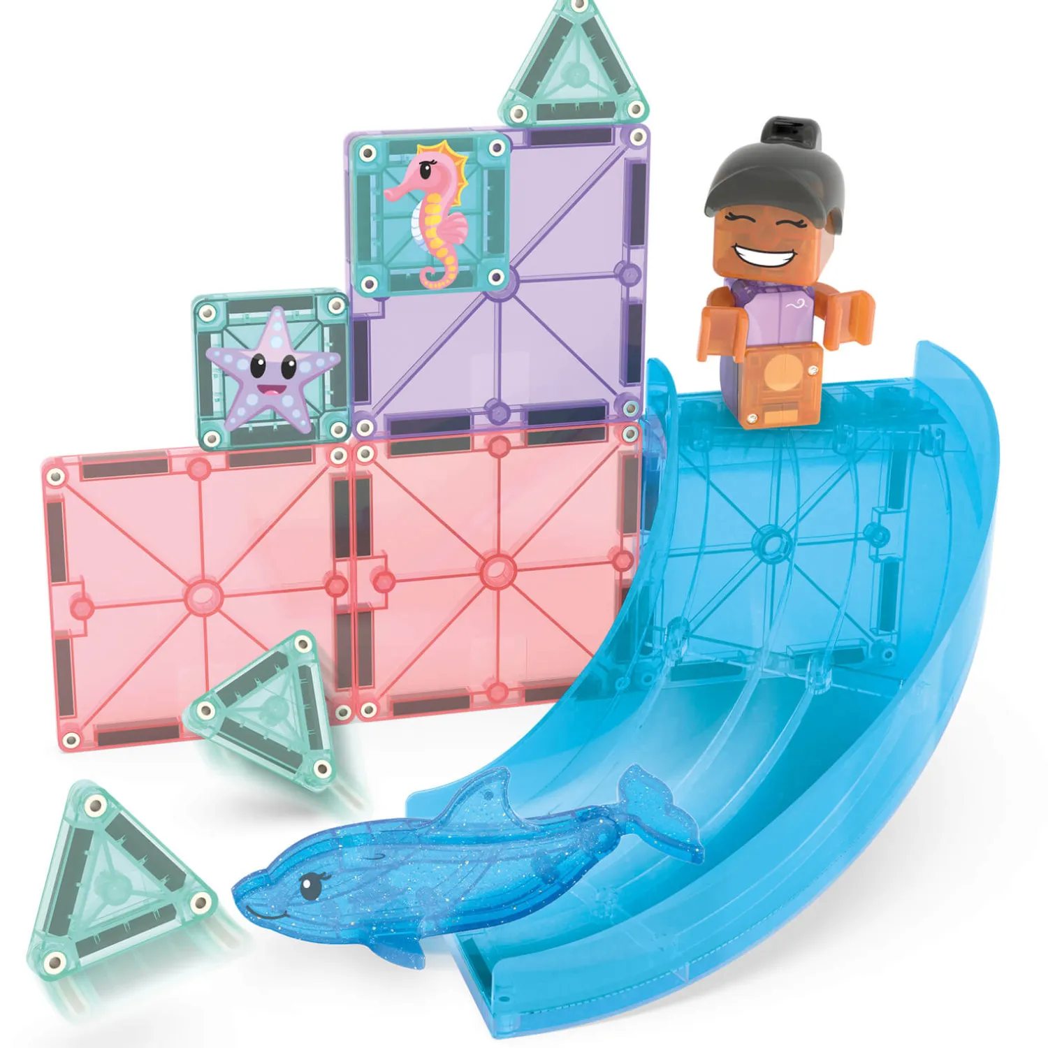 6 Lat+|3 Lata + | Magna-Tiles Klocki Magnetyczne Dolphin Bay, 13 el.