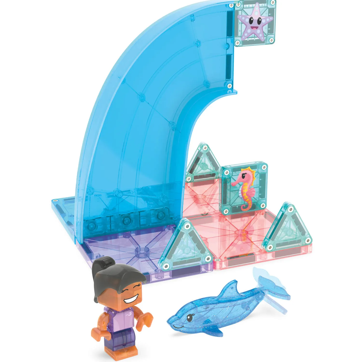 6 Lat+|3 Lata + | Magna-Tiles Klocki Magnetyczne Dolphin Bay, 13 el.