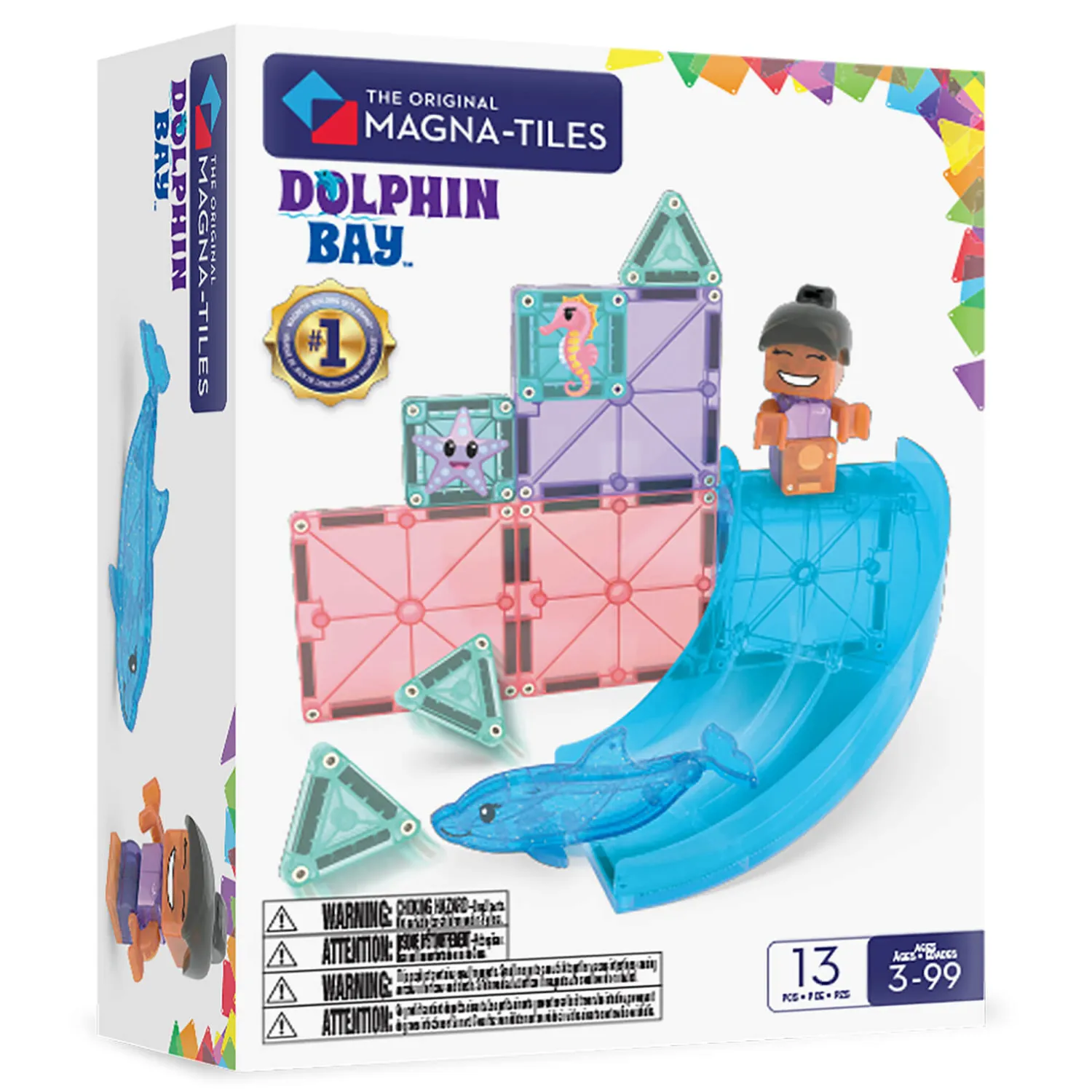 6 Lat+|3 Lata + | Magna-Tiles Klocki Magnetyczne Dolphin Bay, 13 el.