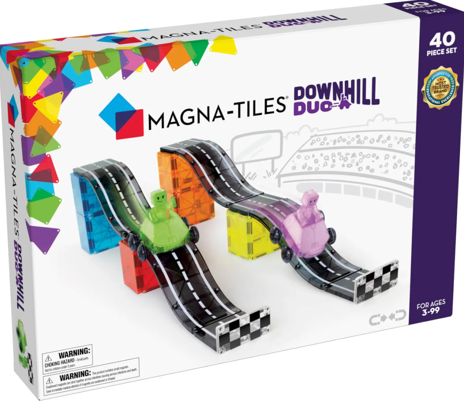 3 Lata +|4 Lata + | Magna-Tiles Klocki Magnetyczne Downhill Duo 40 el.