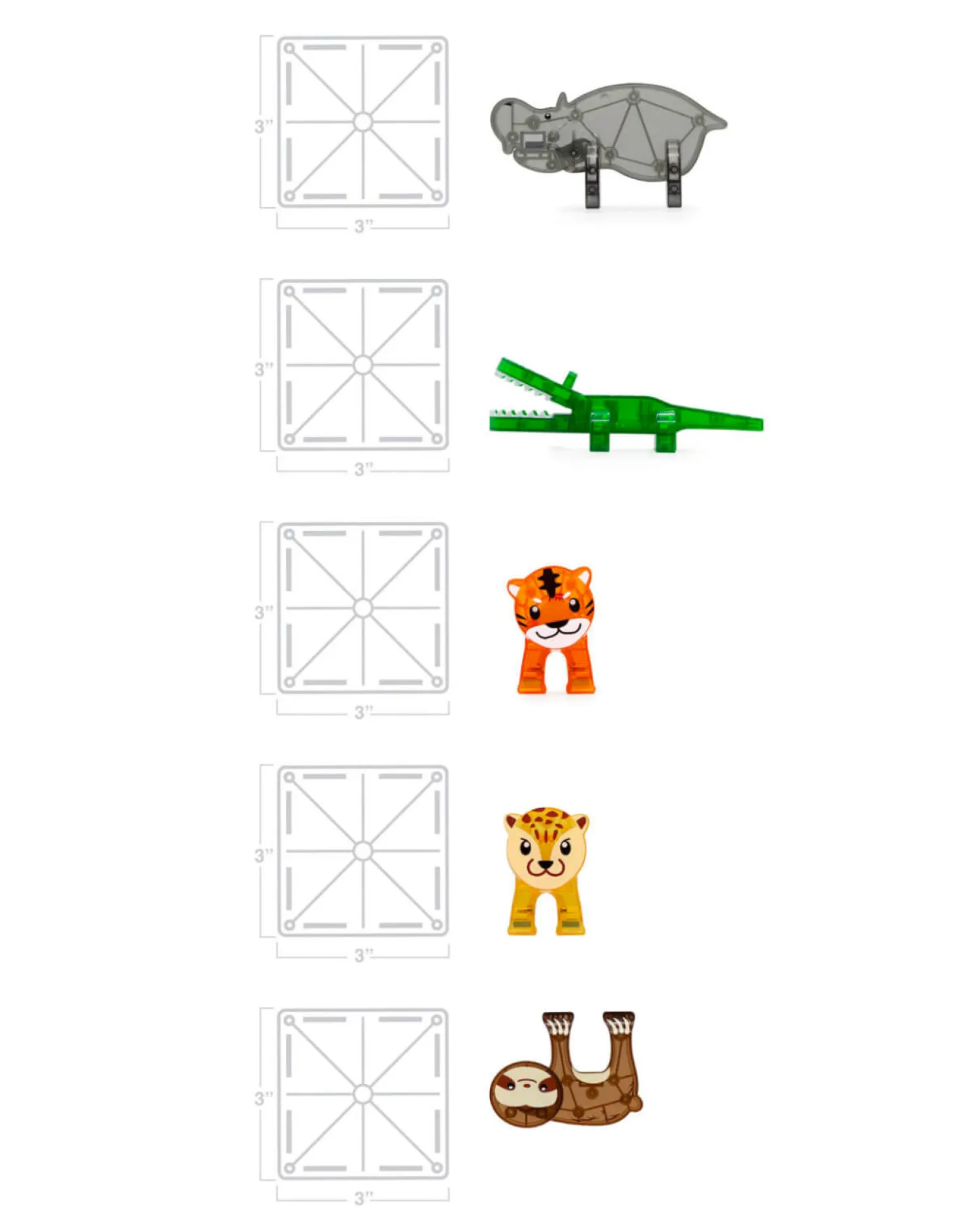 3 Lata +|4 Lata + | Magna-Tiles Klocki Magnetyczne Jungle Animals 25 el.