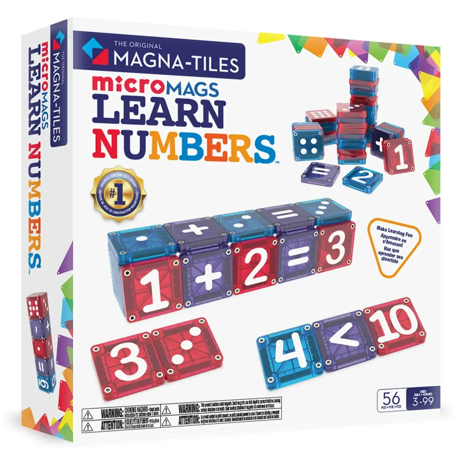 6 Lat+|3 Lata + | Magna-Tiles Klocki Magnetyczne Learn Numbers 56 el.