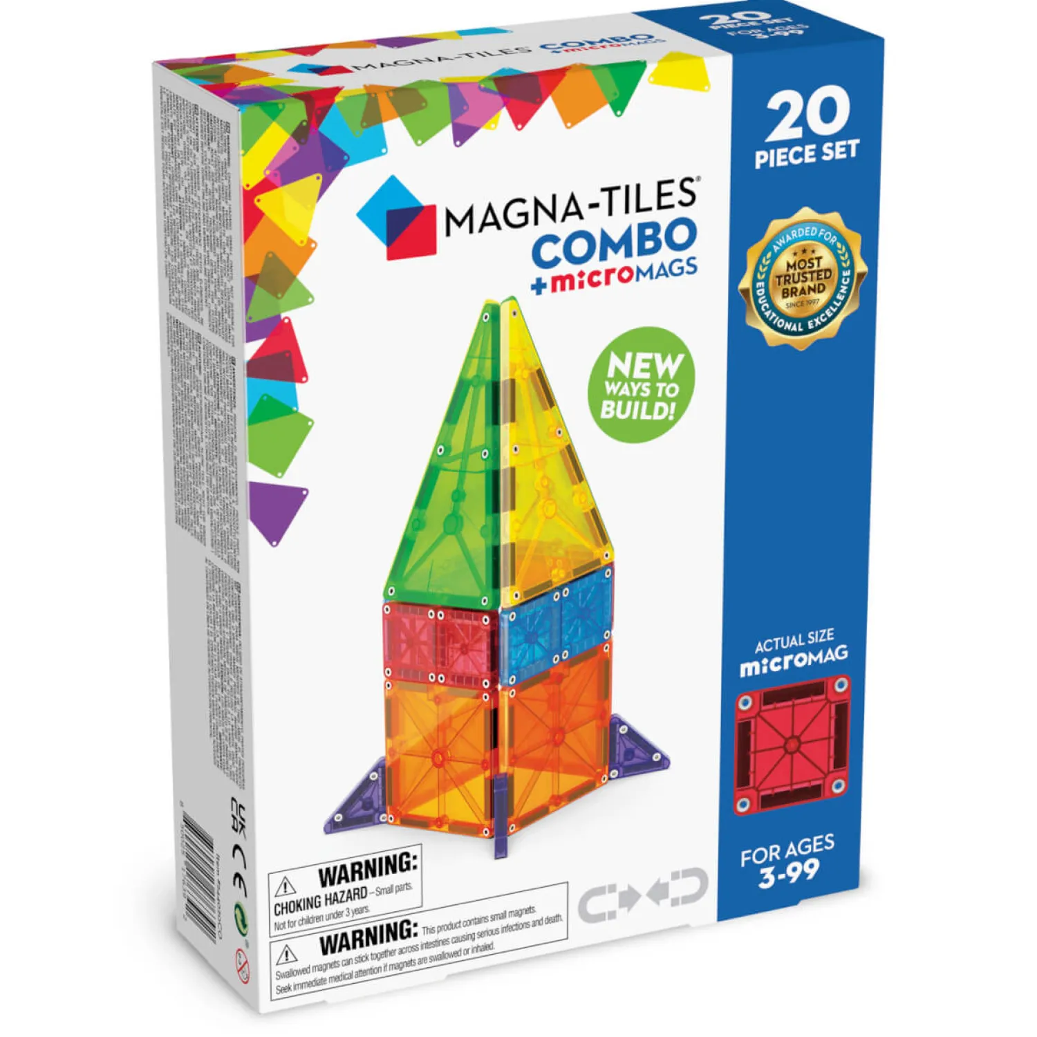3 Lata +|4 Lata + | Magna-Tiles Klocki Magnetyczne microMAGS 20 el. COMBO