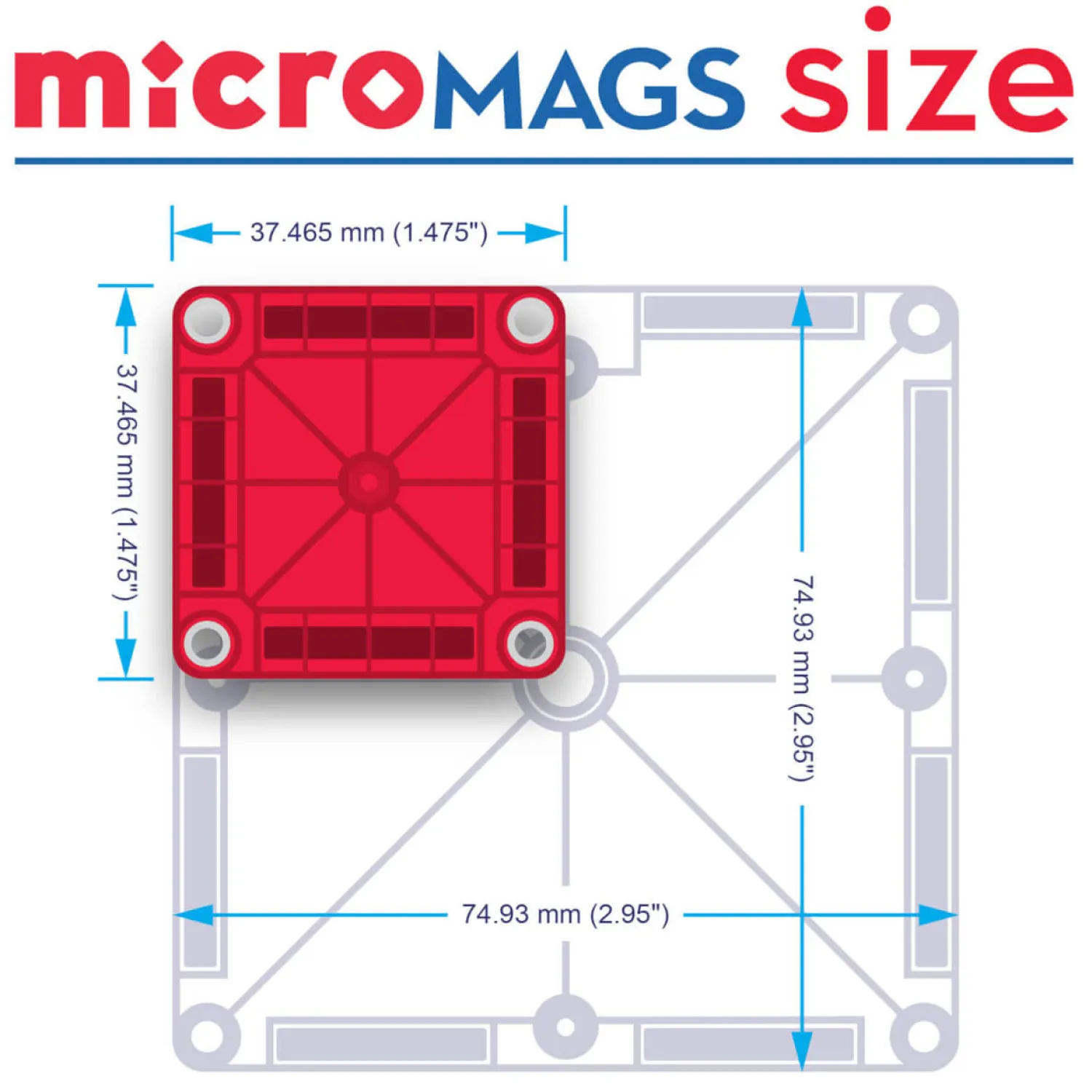 3 Lata +|4 Lata + | Magna-Tiles Klocki Magnetyczne microMAGS 70 el.