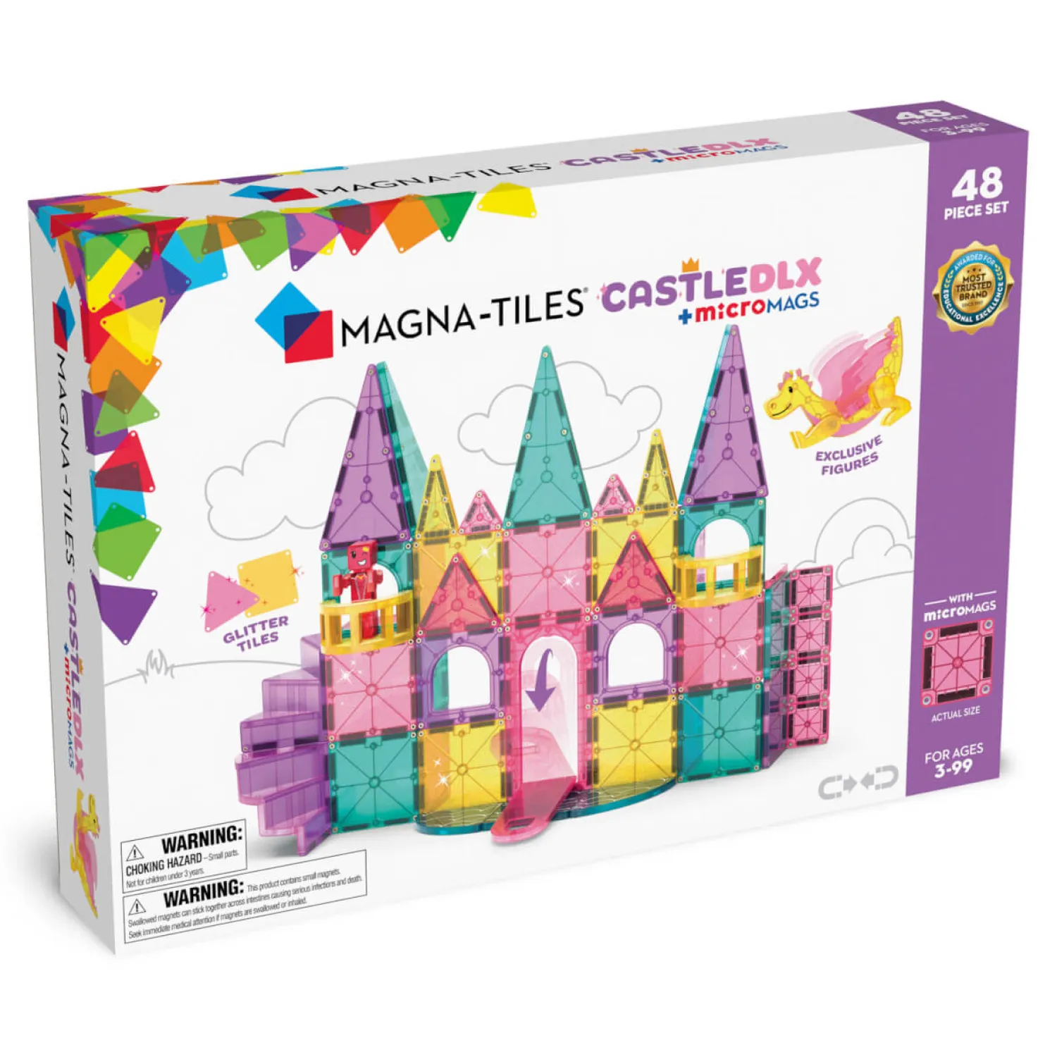 3 Lata +|4 Lata + | Magna-Tiles Klocki Magnetyczne Zamek DLX 48 el.