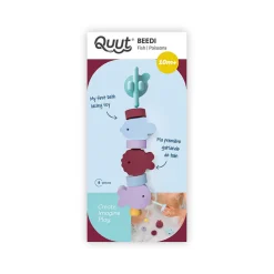 Zabawki Do Kąpieli|12M+ | QUUT Klocki piankowe do nawlekania do kąpieli Beedi - Fish Burgundy