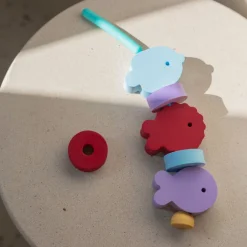 Zabawki Do Kąpieli|12M+ | QUUT Klocki piankowe do nawlekania do kąpieli Beedi - Fish Burgundy