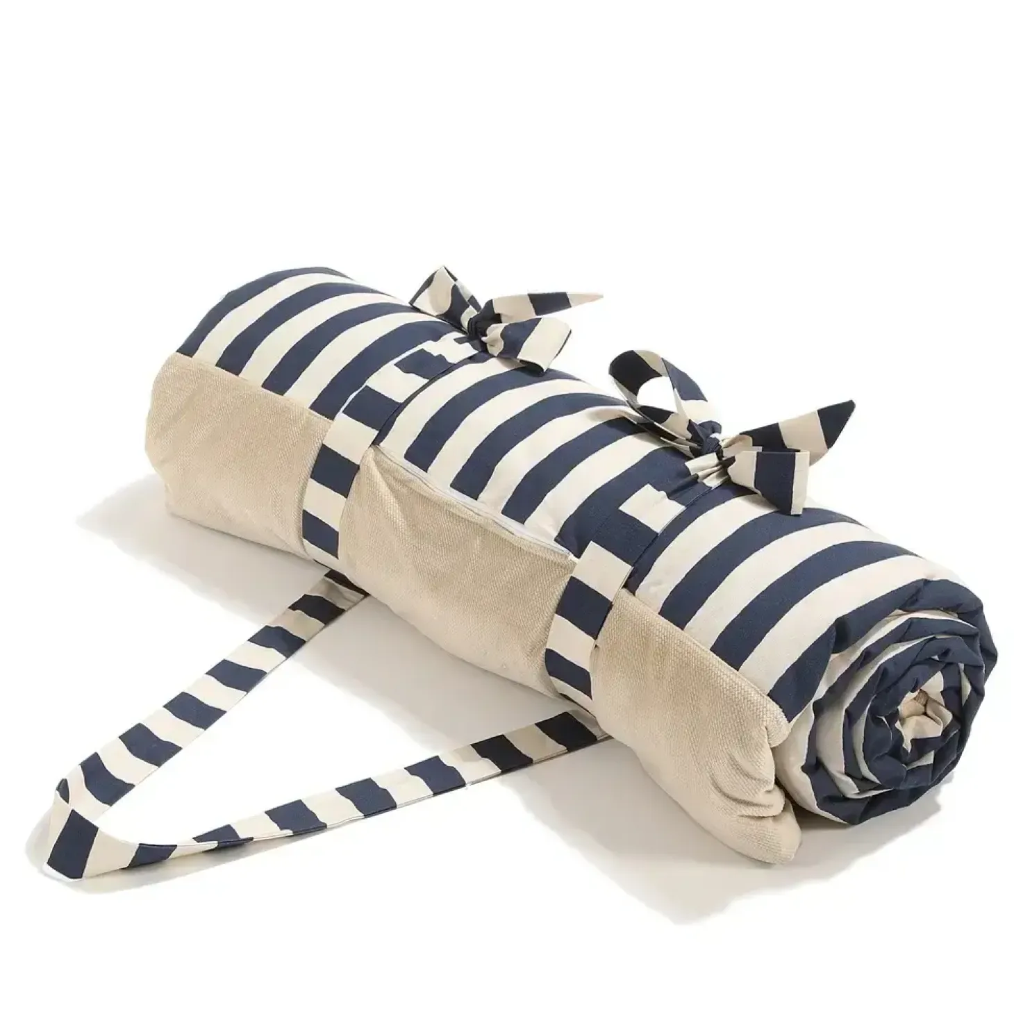 Koc piknikowy z kieszonką, mata do zabawy XXL 180x190 - STRIPES NAVY