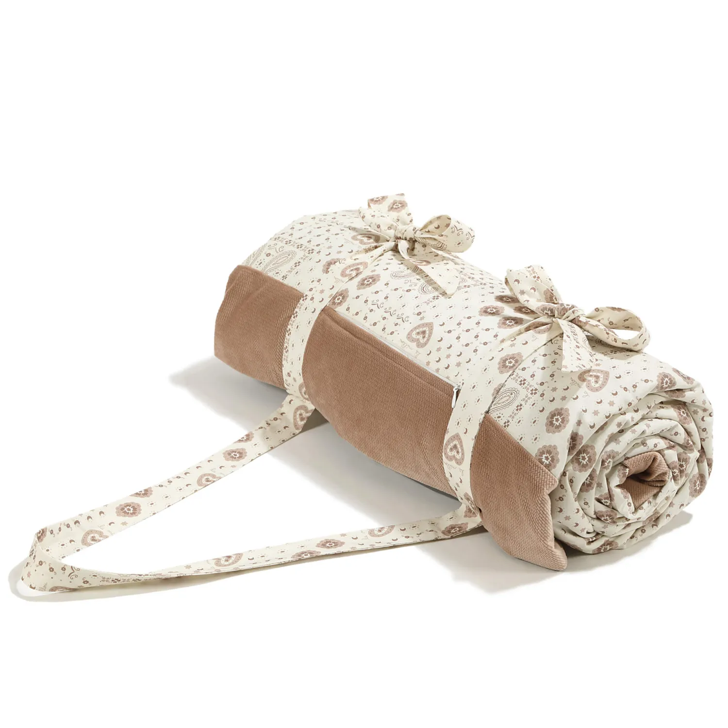 Przydatne Akcesoria | La Millou Koc piknikowy z kieszonką, mata do zabawy XXL 180x190 - BANDANA CREAM