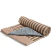 Koc piknikowy z kieszonką, mata do zabawy XXL 180x190 - STRIPES BROWN