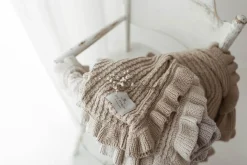 Kocyk bambusowy z falbanką 85x105 light beige