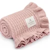 Kocyk bambusowy z falbanką 85x105 powder pink