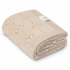 Kocyk ze 100% wełny merino warm beige Floral - premium collection