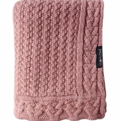 Kocyk z wełny merino - ciasteczko w kolorze piwonii PREMIUM