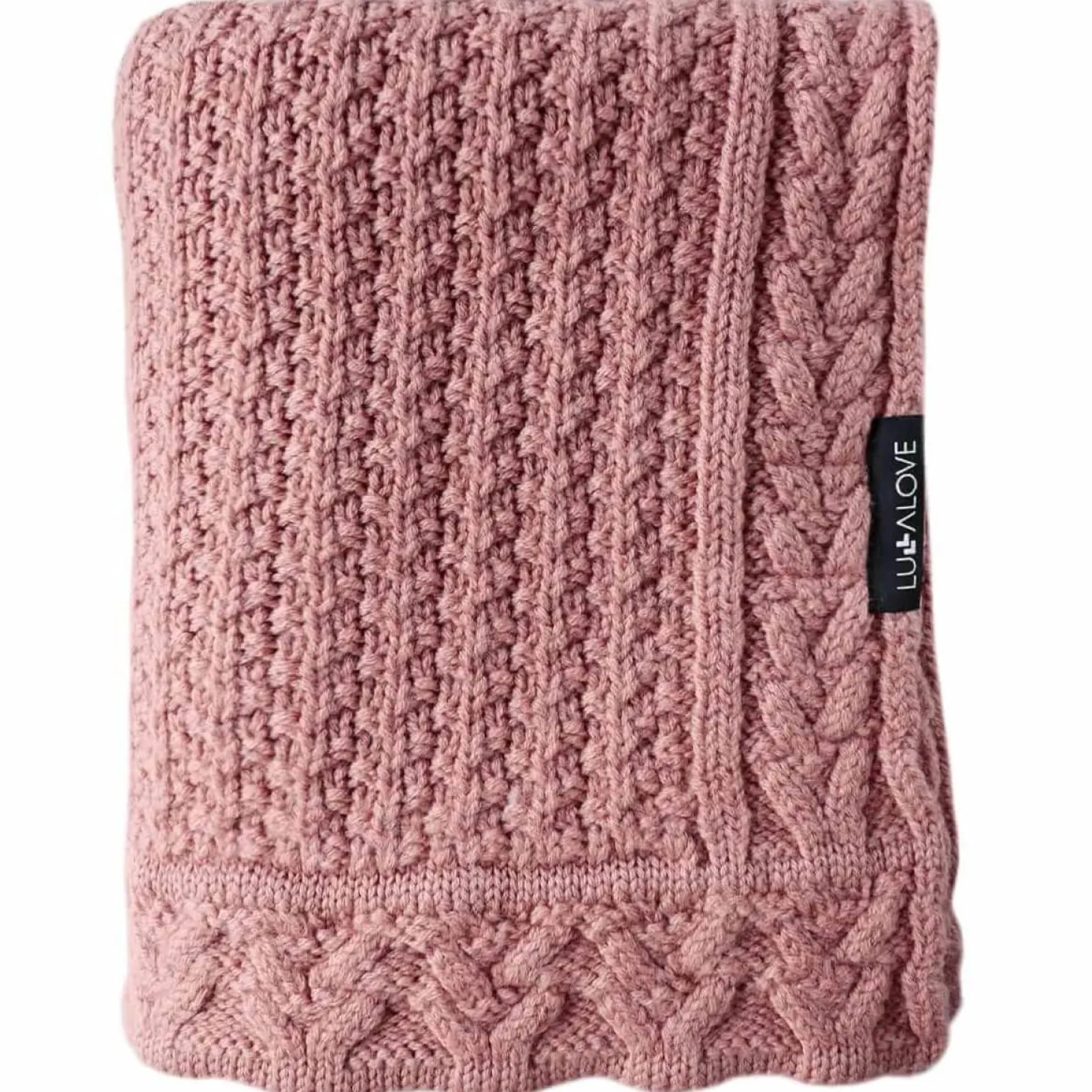 Kocyk z wełny merino - ciasteczko w kolorze piwonii PREMIUM