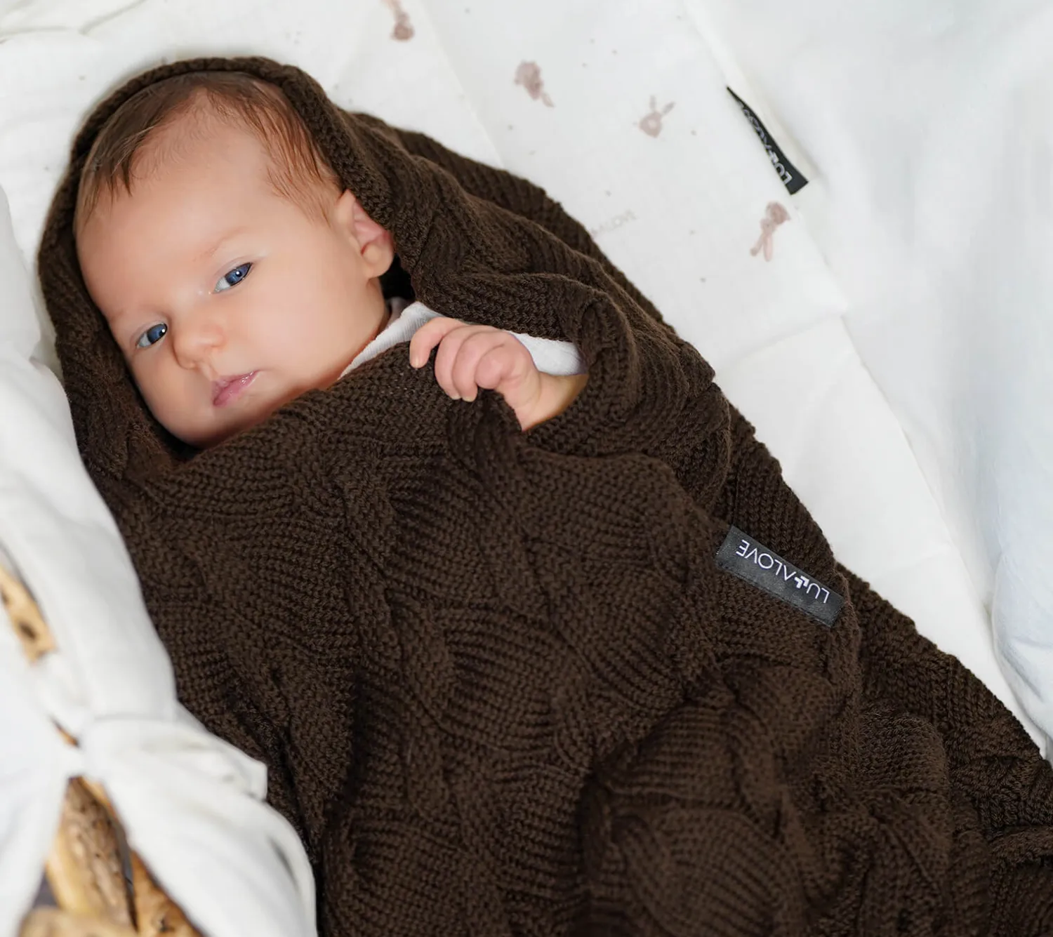 Kocyki|Kocyki | Lullalove Kocyk z wełny merino - czekolada, kolekcja PREMIUM